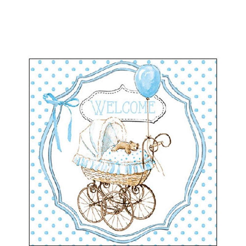 Servilleta Ambiente 25cm bienvenido azul bebé