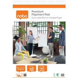 Nobo premium flipover papier op rol - 50 vellen dubbelzijdig blanco of geruit papier - 60x85cm - 90 grams