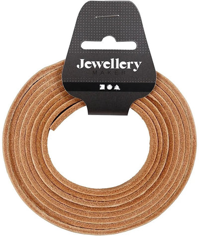 Cinturino in pelle Creative Company, L: 10 mm, spessore 3 mm, naturale, 2 metri 1 scatola