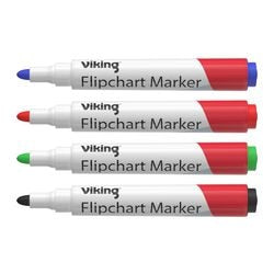 Pennarello per lavagna a fogli mobili Viking, assortimento di 4 colori