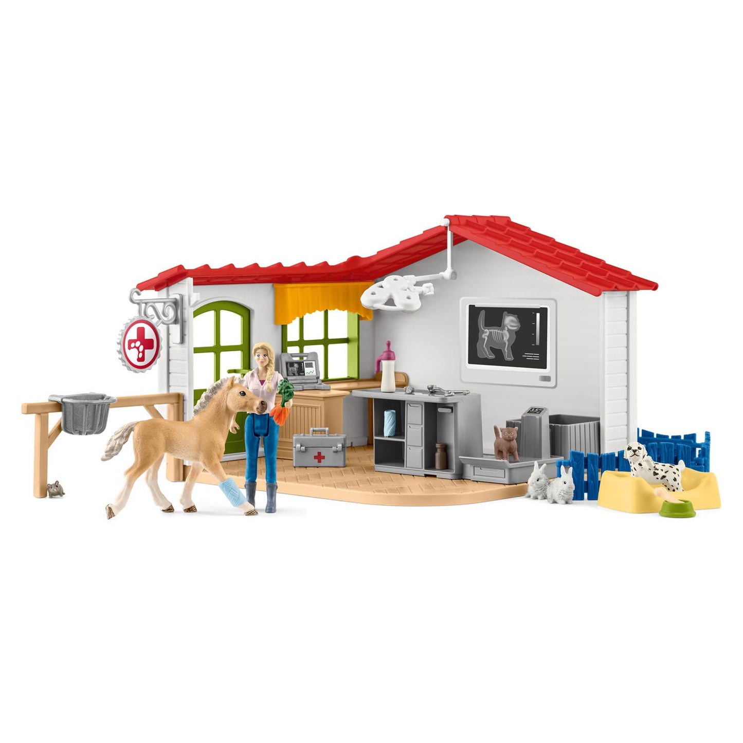 Pratica veterinaria del mondo di Schleich Farm con animali 42502