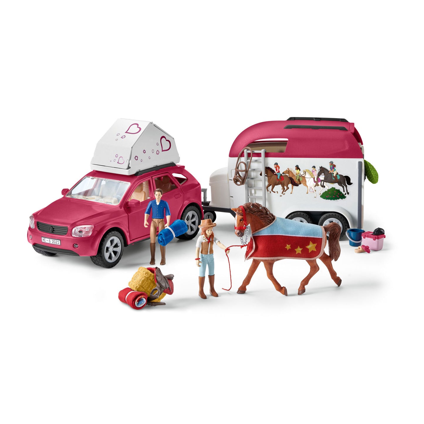 Avventura del Schleich Horse Club con rimorchio per auto e cavalli