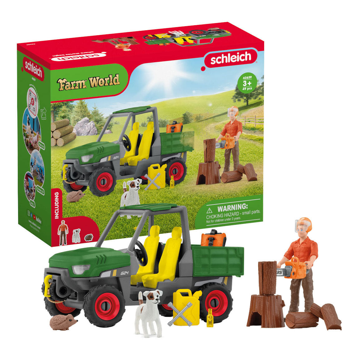 Schleich Farm World Houtzager con vehículo 42659