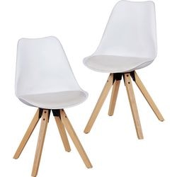 Sedia da sala da pranzo Wohnling legno, plastica, tessuto stile scandinavo bianco WL5024