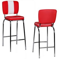 Taburete de bar Wohnling American diner rojo, blanco 110 kg 400 x 380 x 1.100 mm