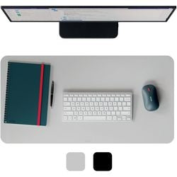 Protector de escritorio grande de piel Leitz 70x36 cm - cuero reciclado - antideslizante - para teclado y ratón - gris