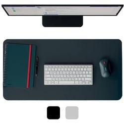 Leitz protector de escritorio grande de cuero 70x36 cm - cuero reciclado - antideslizante - para teclado y ratón - gris oscuro