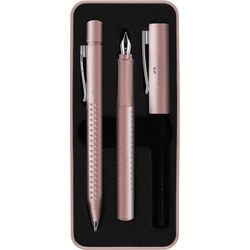Bolígrafo y pluma estilográfica faber-castell - caja de regalo - grip 2011 - rosa pálido - fc-201539