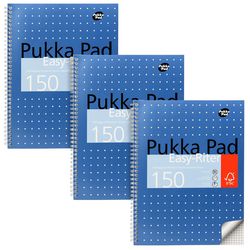 Blocco per lezioni pukka metallizzato a quadretti blu 150 pagine 3 pezzi