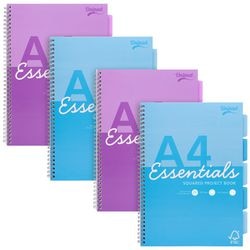 Bloque de conferencias pukka Essentials A4 surtido de colores a cuadros 200 páginas 4 piezas