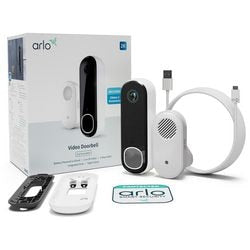 Timbre con vídeo inalámbrico Arlo 2k con timbre de cámara, 1 juego de timbre, blanco