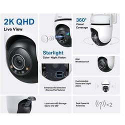 Telecamera di sicurezza da esterno Tp-link Tapo C520WS - 2.5K QHD - 360° orizzontale 130° verticale - Telecamera WiFi IP66