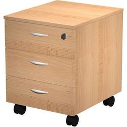 Cassettiera Viking basic marrone, 3 cassetti in melamina faggio con serratura