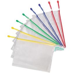 Borsa portaoggetti Djois con cerniera a4 - 330x240mm - PVC - assortiti - confezione da 8 pezzi