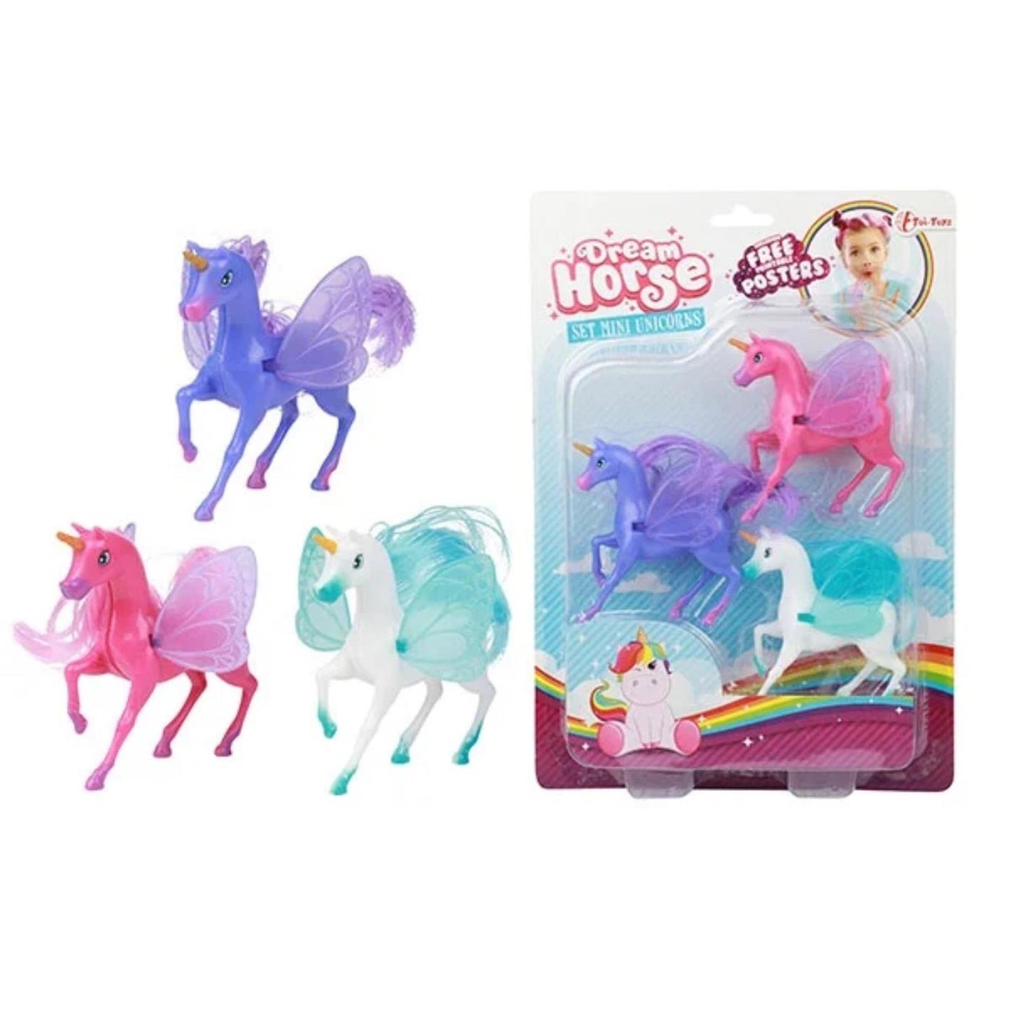 Toi-toys toi toys mini eenhoorns 3 stuks op kaart