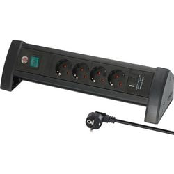 Multipresa Brennerstuhl premium office-line con 4 prese multiple con USB C PD 30W e USB A 18W (made in Germany, scatola di distribuzione con cavo da 1,8 m e interruttore, presa multipla ideale per la scrivania)