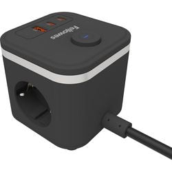 Regleta Fellowes power cube - tipo f - 3 tomas + USB-C USB-A - cable de 2 m - con interruptor - alargador de cubo