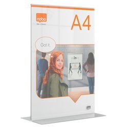 Nobo premium plus a4 vrijstaand posterframe informatiebord - dubbelzijdig - transparant acryl
