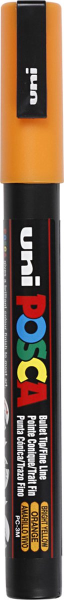 UNI-POSCA Posca Marker, AFM PC-3M, spessore della linea 0,9-1,3 mm, fine, giallo brillante, 1 pezzo