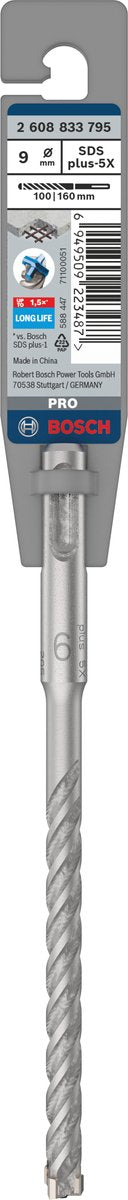 Bosch pro sds plus-5x hamerboor, 9 x 100 x 160 mm