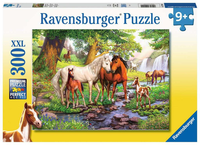 RAVENSBURGER JIGSAW puzzle xxl cavalli selvatici al fiume, 300st.