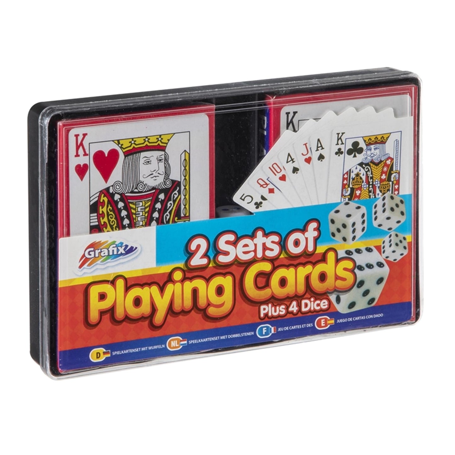 Grafix 2 mazzi di carte da gioco e 4 dadi