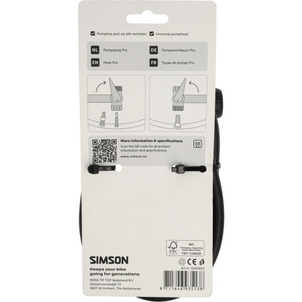 Rema tip top nederland b.v. simson pompslang hogedruk pro - geschikt voor alle ventielen