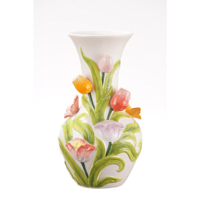 Mansion atmosphere colorful vase with tulips 19x33.5cm