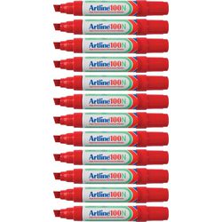 Pennarello indelebile artline 100 ultra 7,5-12mm rosso inclinato ecologico