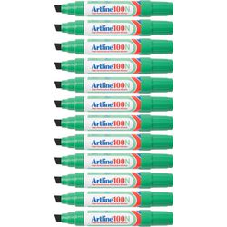 Permanent marker artline 100 ultra 7.5-12mm green slanted environmentally friendly