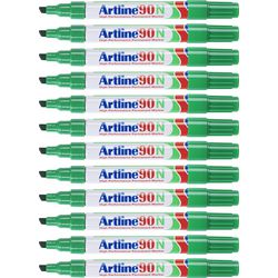 Pennarello indelebile artline 90 ultra 2-5mm verde inclinato ecologico
