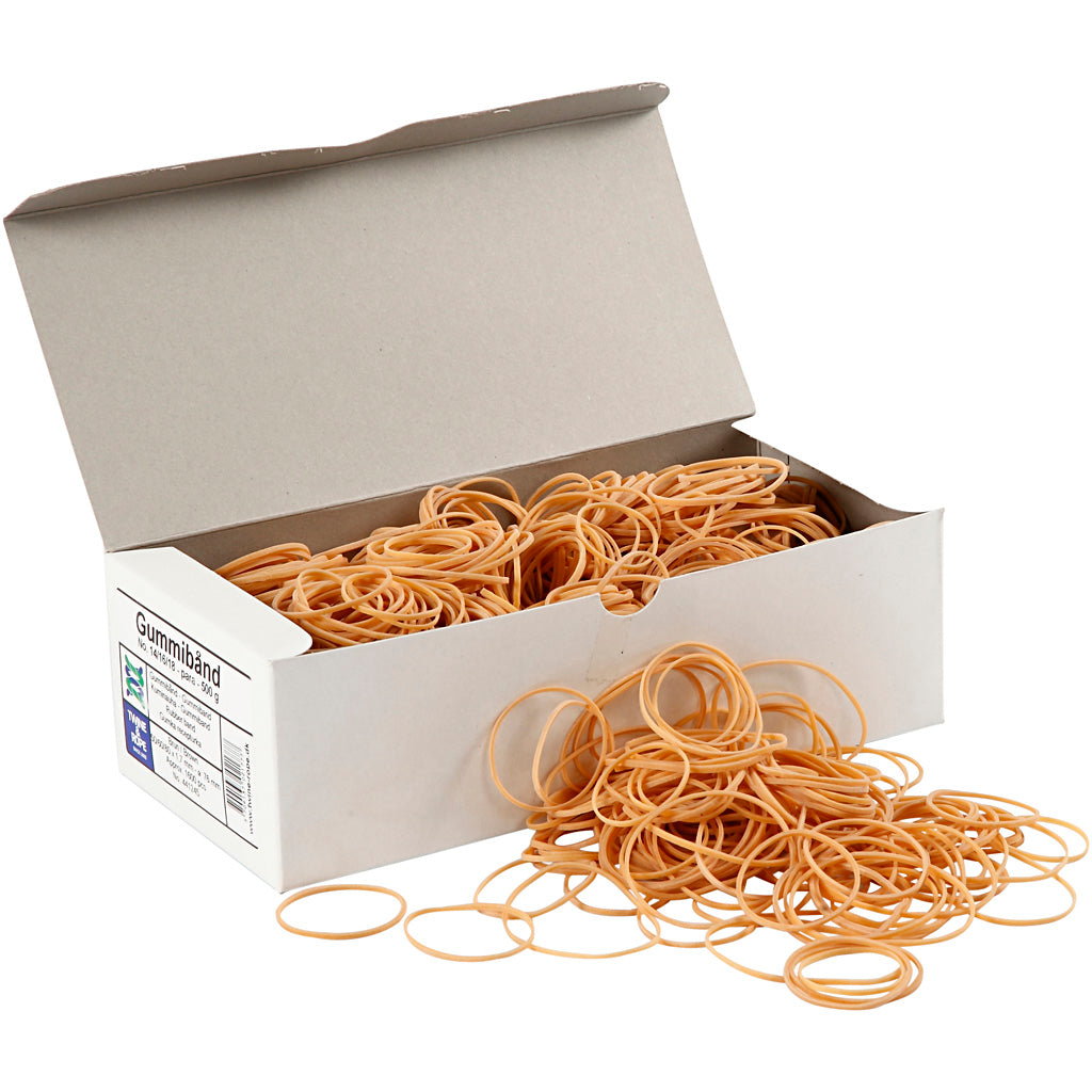 Elastics, d 5-8 cm, thickness 1 mm, approx. 1600 pieces, 500 g 1 box