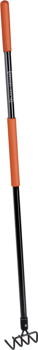 Rastrillo de jardín black+decker 4 púas - 148 x 12 x 10 cm - acero al carbono, fibra de vidrio y PVC - naranja negro