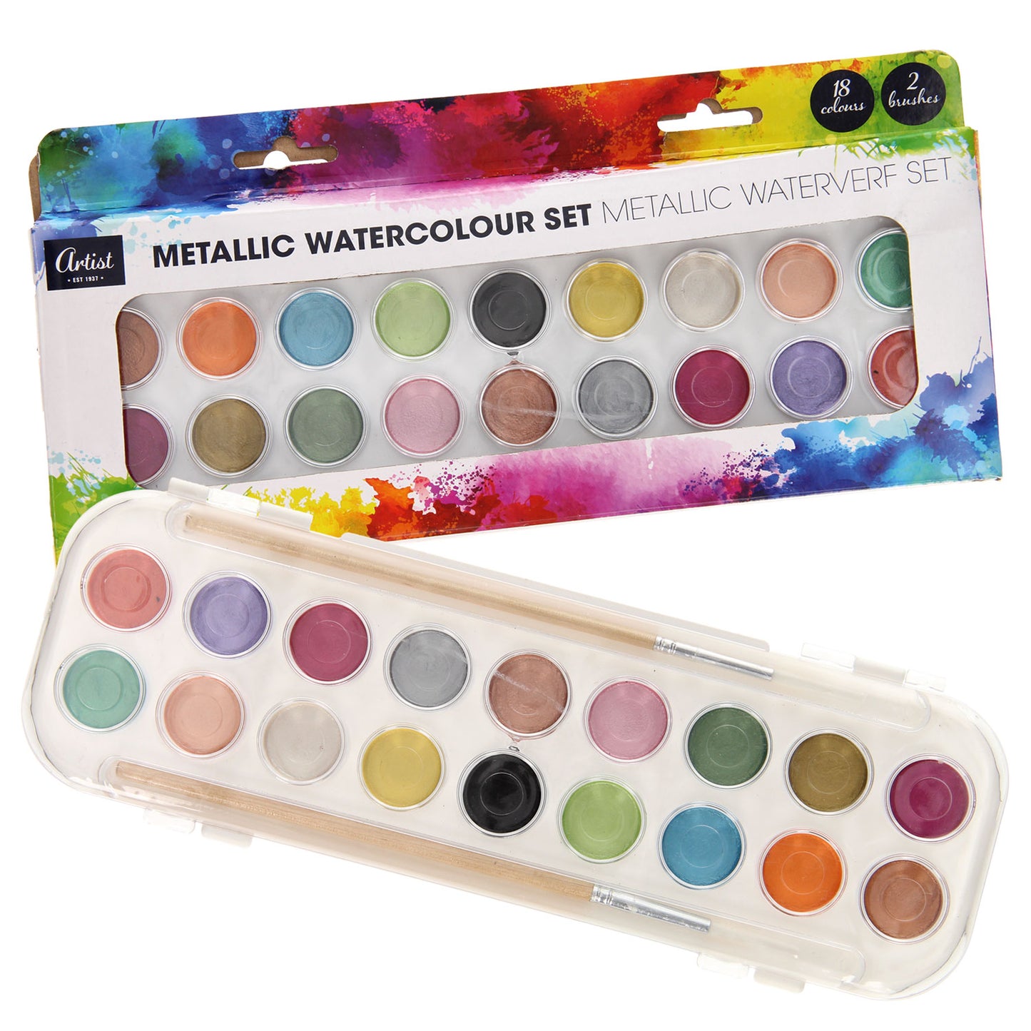 Set de acuarela metálico, 18 colores