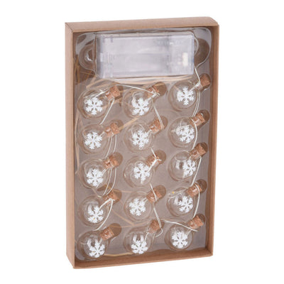 Ghirlanda filo con 15 palline di Natale a LED BIANCO