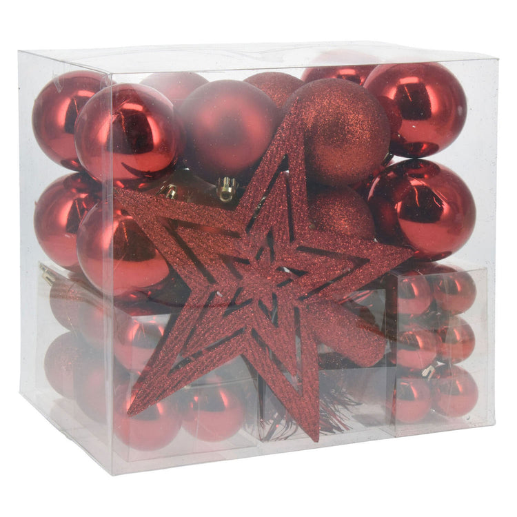 Palle di Natale impostate con picco di rosso, 54st.