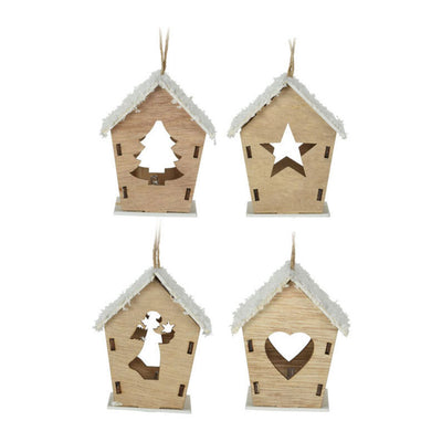 Casa de colgilla de Navidad de madera con LED