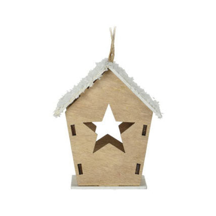 Casa de colgilla de Navidad de madera con LED
