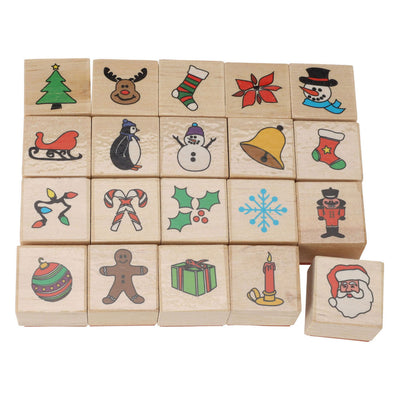 Set de sellos de madera Navidad, 20dlg.