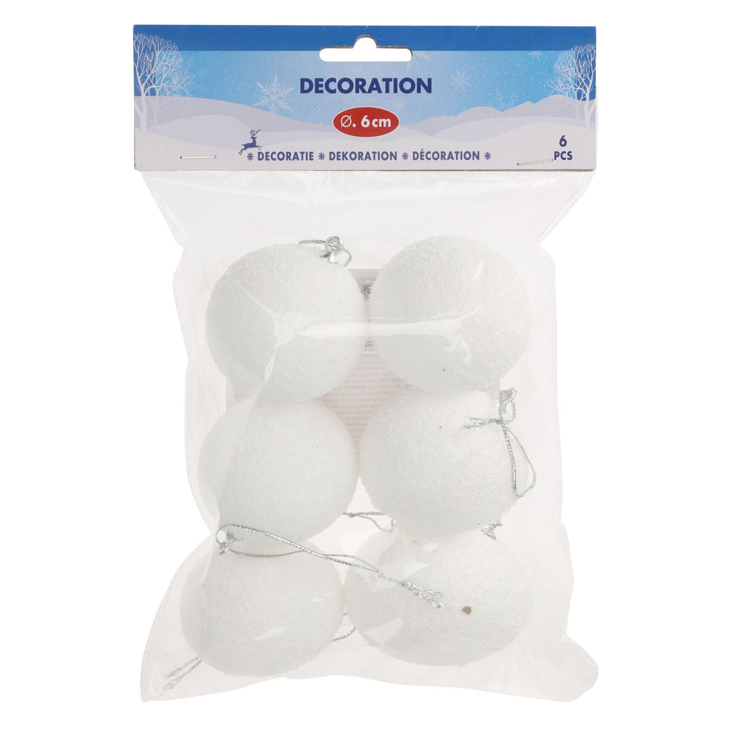 Decoration Snowballs 6 cm, 6st.