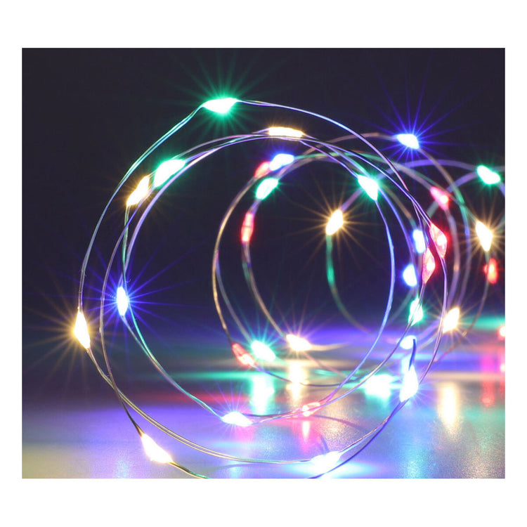 Hilo plateado de cable de luz LED, 195 cm - coloreado