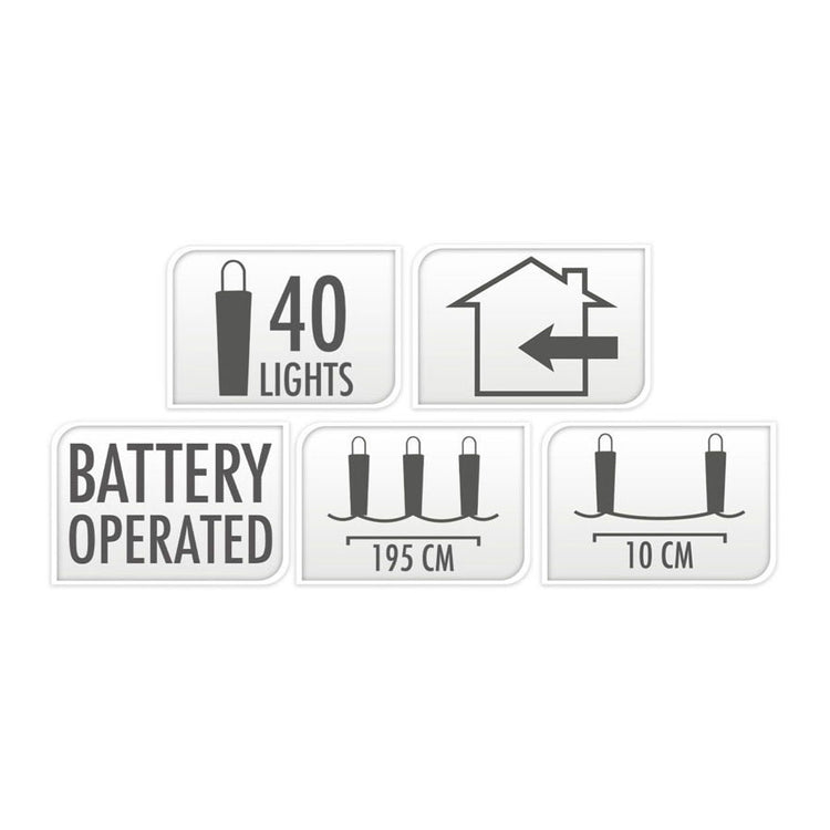 Hilo plateado de cable de luz LED, 195 cm - coloreado