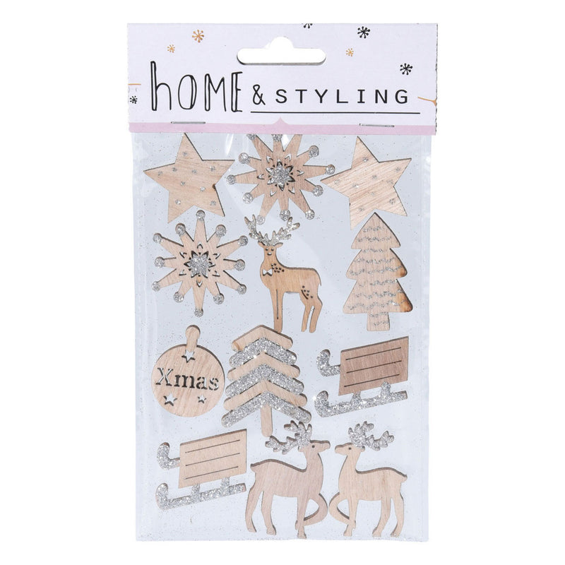 Legno adesivo con glitter, 12st.