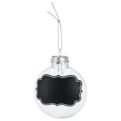 Bolas de Navidad transparentes con etiquetas de tiza, 5st.