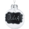 Transparante kerstballen met krijtlabels, 4st.