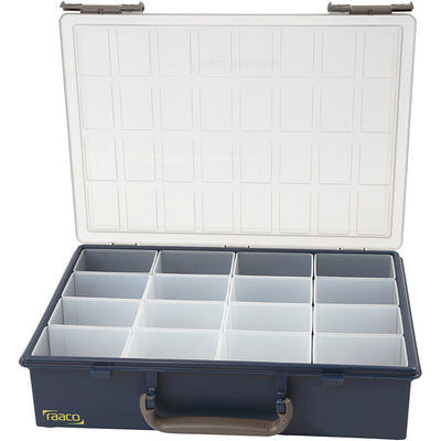 Scatola portaoggetti Raaco, 16 contenitori a inserti mobili, h: 8 cm, dimensioni 33,8x26,1 cm, dimensione foro 5,5x7,9x8 cm, 1 set