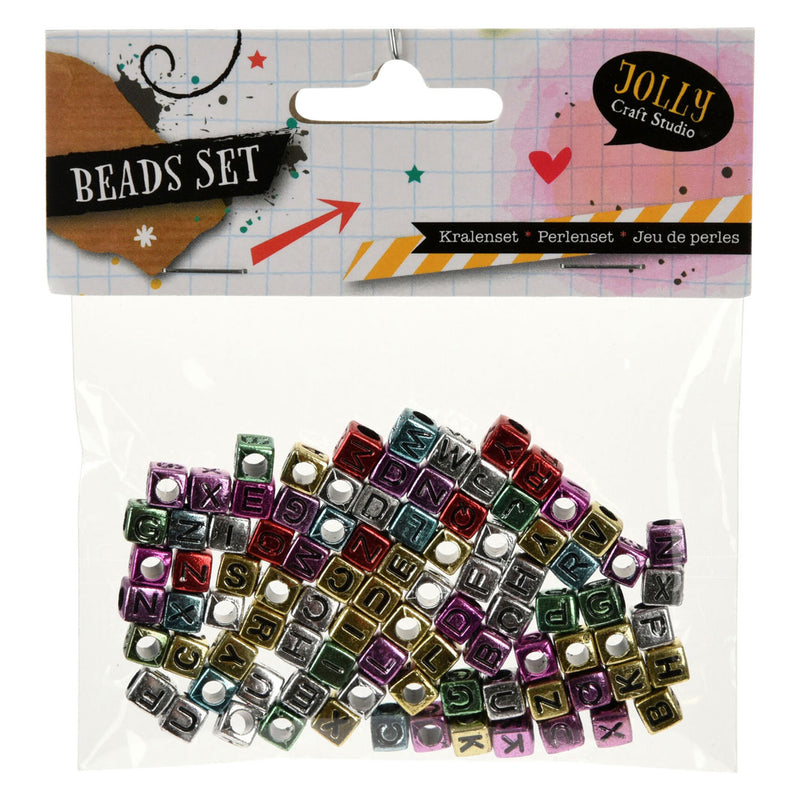 Bead Set Metallic Letters, 15 gramos por bolsa