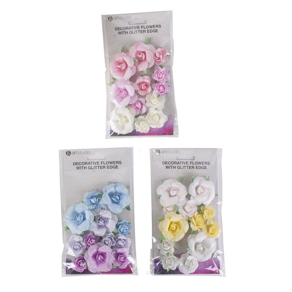 Flores de papel con brillo