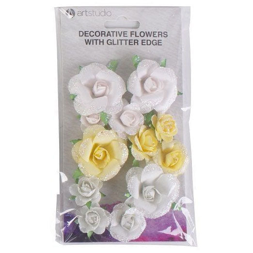 Flores de papel con brillo
