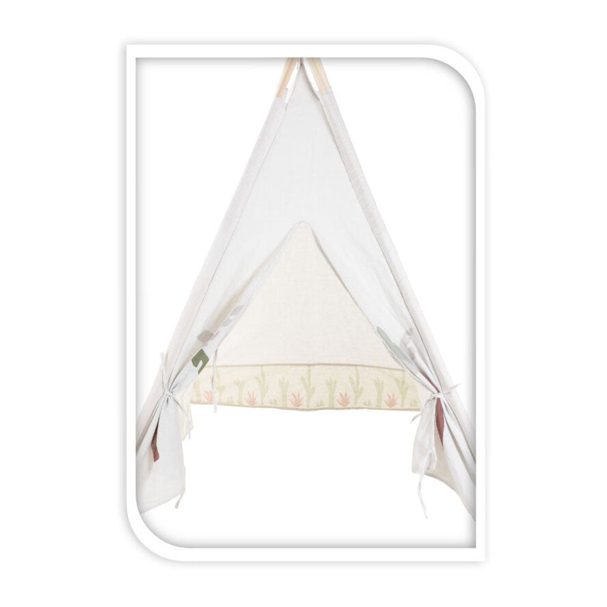 Tipitente blanco con estampado de plantas, 160 cm